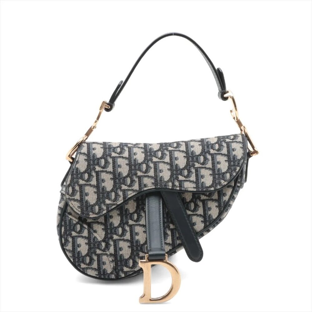 Sold out ❌Christian Dior Oblique Saddle Bag canvas x leather Shoulde - Picture 1 of 8